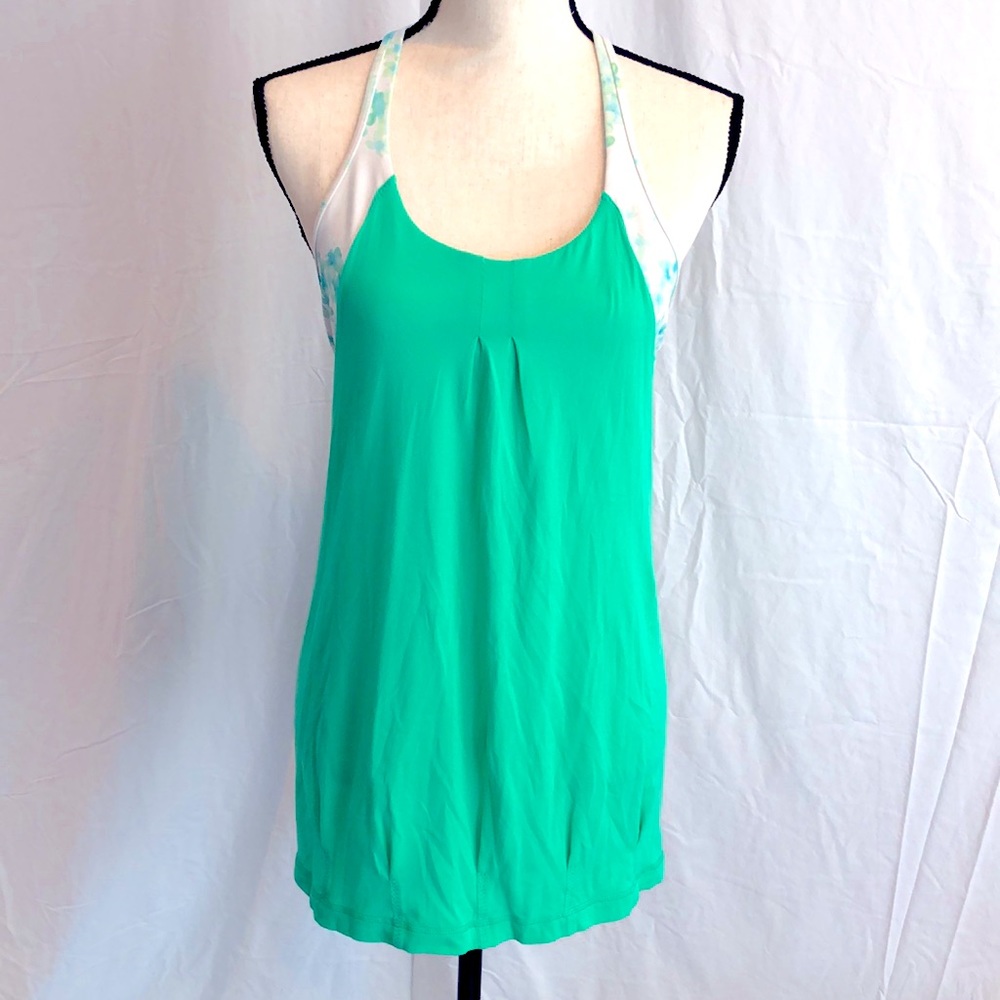 Lululemon Practice Freely Green/Frangipani Tank 8